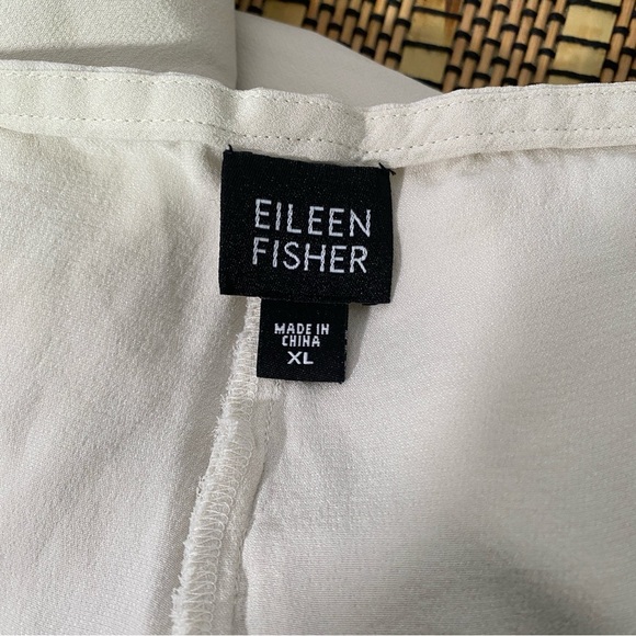 Eileen Fisher Crepe Silk Pants XL Ivory Highwaist Straight Leg Lightweight - Picture 4 of 13